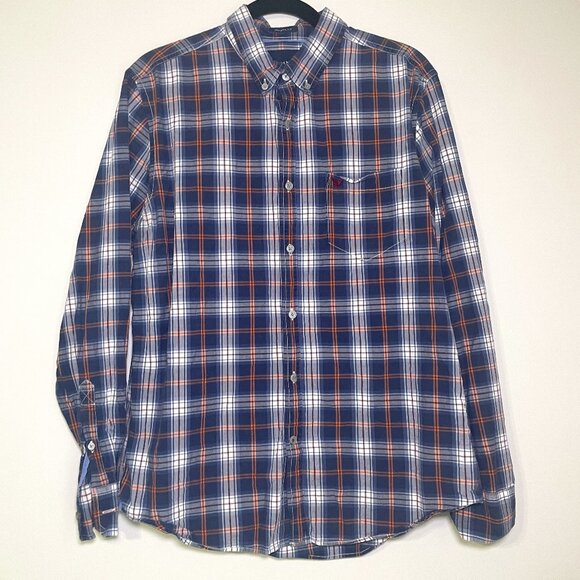 Men's Large American Eagle Blue Plaid Long Sleeve Button Down Shirt - Picture 1 of 6